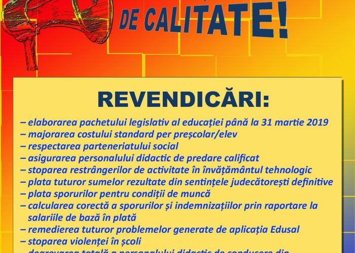 Comunicat FSE Spiru Haret 25 februarie 2019 – Impreuna pentru educatie de calitate!